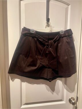 BOLD elements Brown High-Waist Tie-Belt Shorts